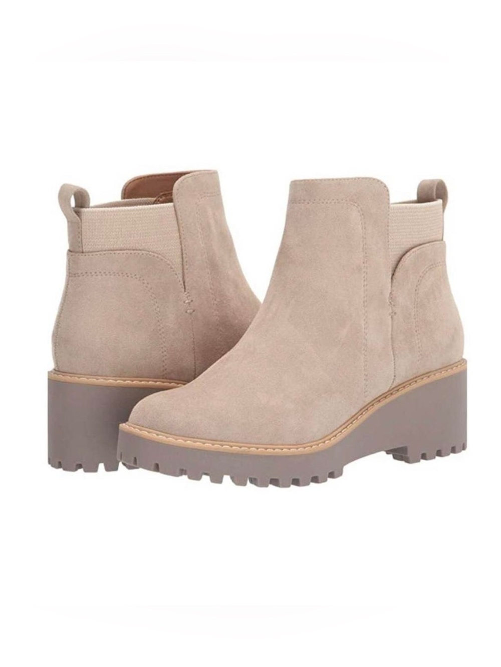 DV Dolce Vita Rielle Suede Chelsea Lug Sole Boot in Beige sz 7.5 like new